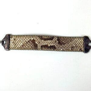 Streets Ahead Genuine Leather Snake Print Bracelet Sterling Silver Clasp